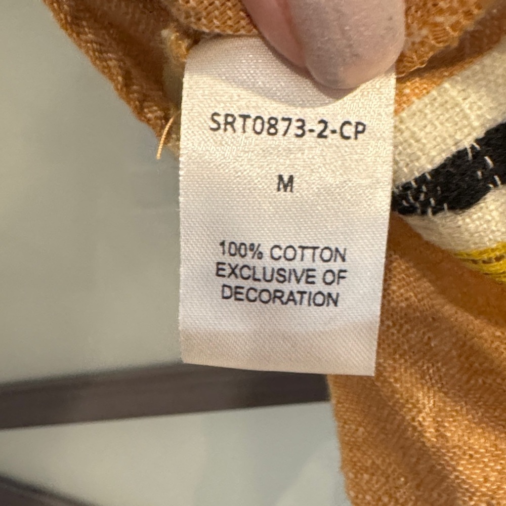 THML Mustard Stripe Ruffle Sleeve Peasant Top - Picture 6 of 7